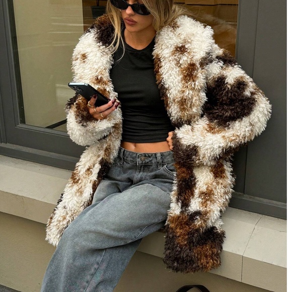 Cozy Tie Dye Wide Color Lined open Front Coat Jacket - Picture 3 of 7